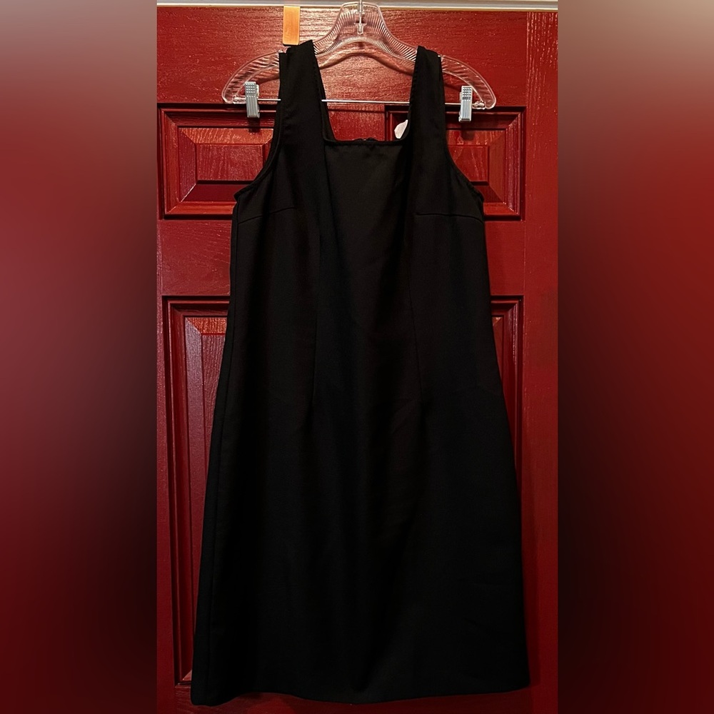 Black A-Line Midi Dress with Square Neck